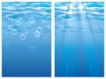 Vector Underwater Vertical Background Set With Text Space Isolated On A White Background.